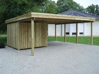 Dopel_Carport-Holz-Flachdach-Abstellkammer-Ger&auml;teraum-Holzblende